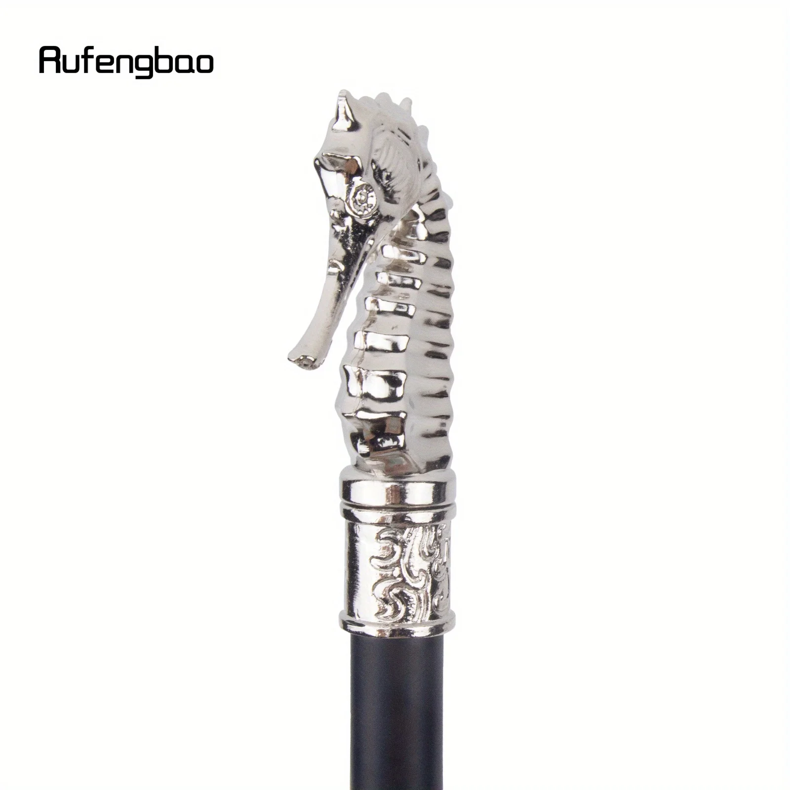 Witte Luxe Hippocampus Wandelstok Mode Decoratieve Stok Gentleman Elegante Riet Knop Crosier Prestaties Podium Riet 93cm