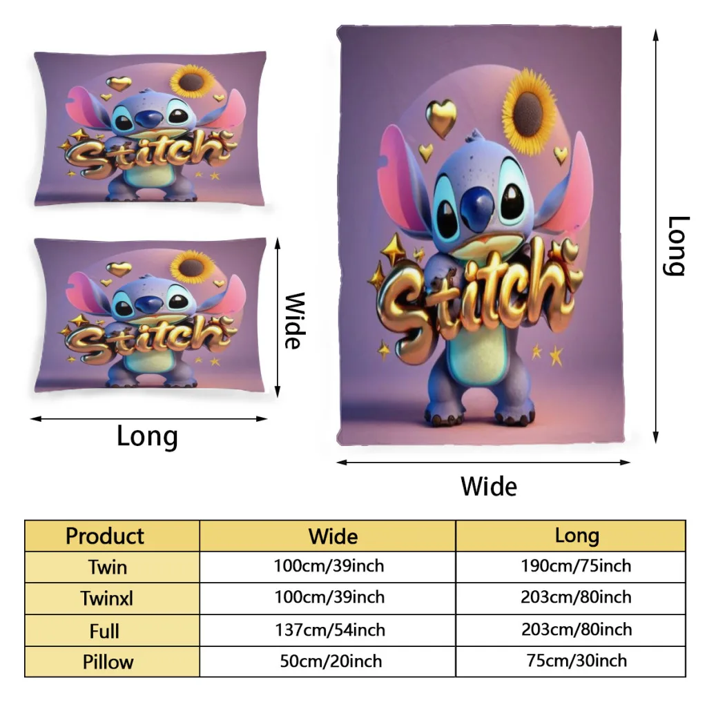 Stitch StitchCartoon Cute Kids Cartoon Cute Kids Single Bed Sheets Set  Complete Case Single Linen Quilt Cover