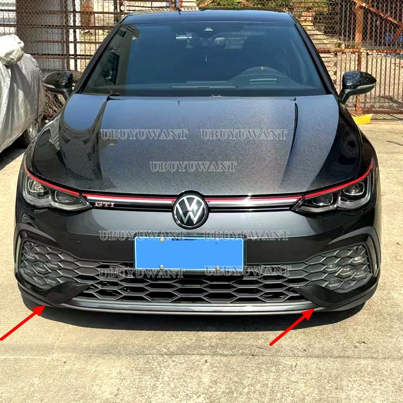 For VW Golf MK8 R-Line / GTI Car Bright Black /Other Colors Front Bumper Side Splitter Spoiler Trim Fog Light Canard 2020+