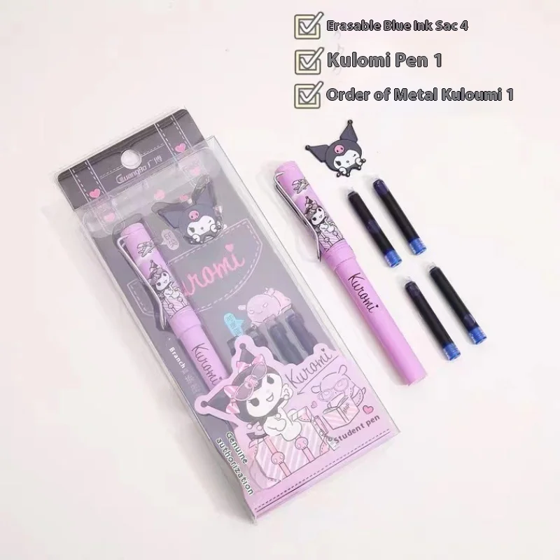 Cartoon Kuromi pen Blue ink Erasable EF tip write Correct writing posture  Sanrio Student stationery child practise writing gift