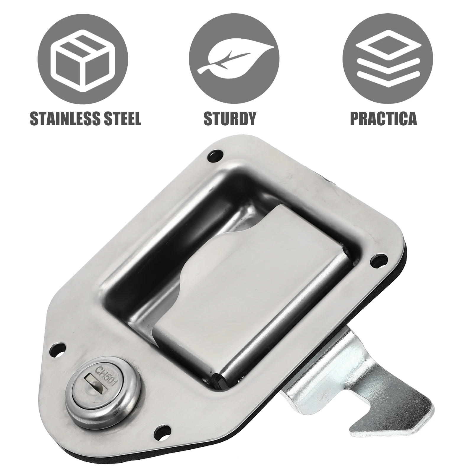 

Stainless Steel Tool Box Lock Trailer Door Latch Camper Locks Heavy Duty Metal Finish Rust Proof Secure Travel Accessories RV