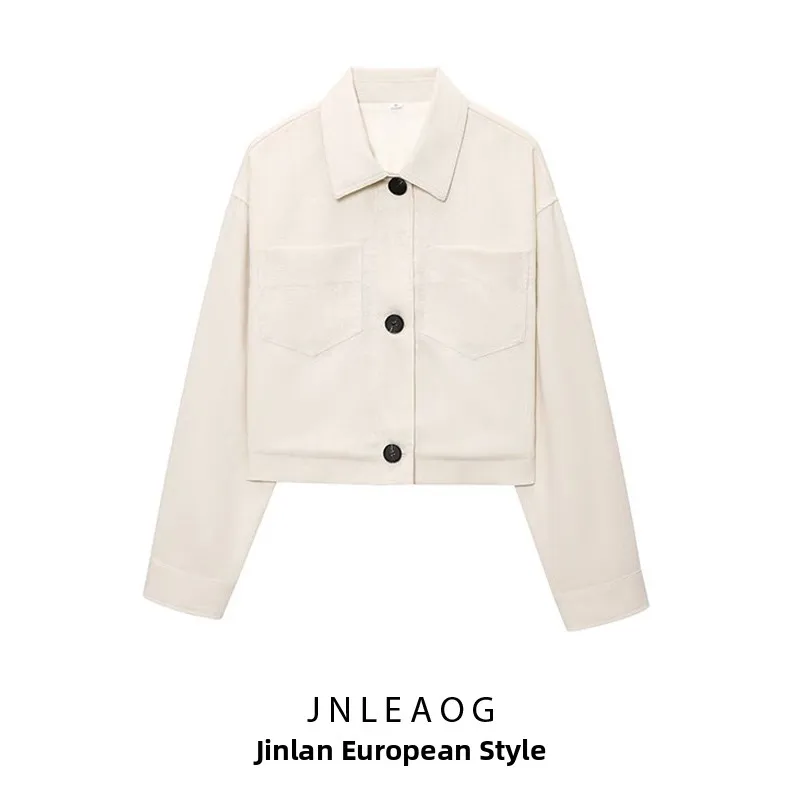 Chaqueta de Lino con Mangas de Retazos de Moda para Mujer, Primavera Nueva Colección JNLEAOG 3906709, Corte Recto, Color Puro...