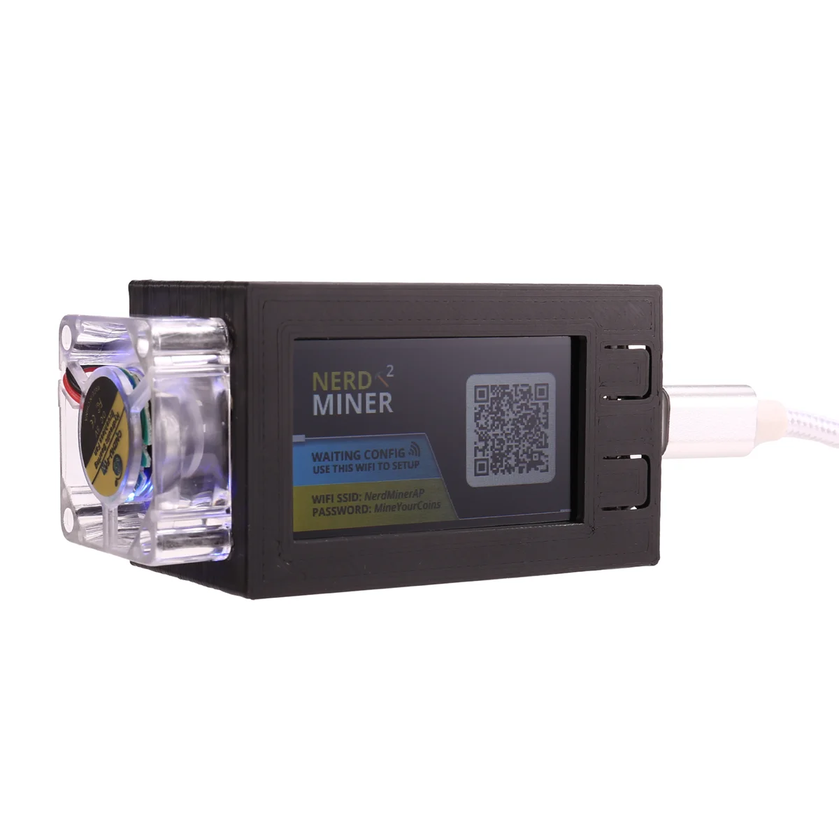 Nerdminer V2 Pro 마이너용 미니 비트코인 복권 채굴기, 발광 선풍기 포함, BTC 솔로 복권 채굴기, 블랙, 78KH/S