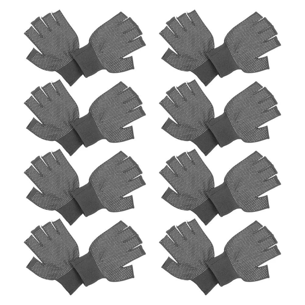 

8pcs 8 Pairs Fingerless Work Gloves Anti-slip Breathable Material Lightweight Polyester Half-finger Firm Grip Garden Men Women