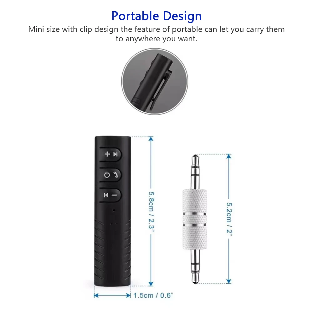 Mini Wireless Bluetooth 5.2 Receiver, 3.5mm AXU Car Bluetooth Transmitter Adapter, Suitable for Car Music/Audio/Headphone Receiv