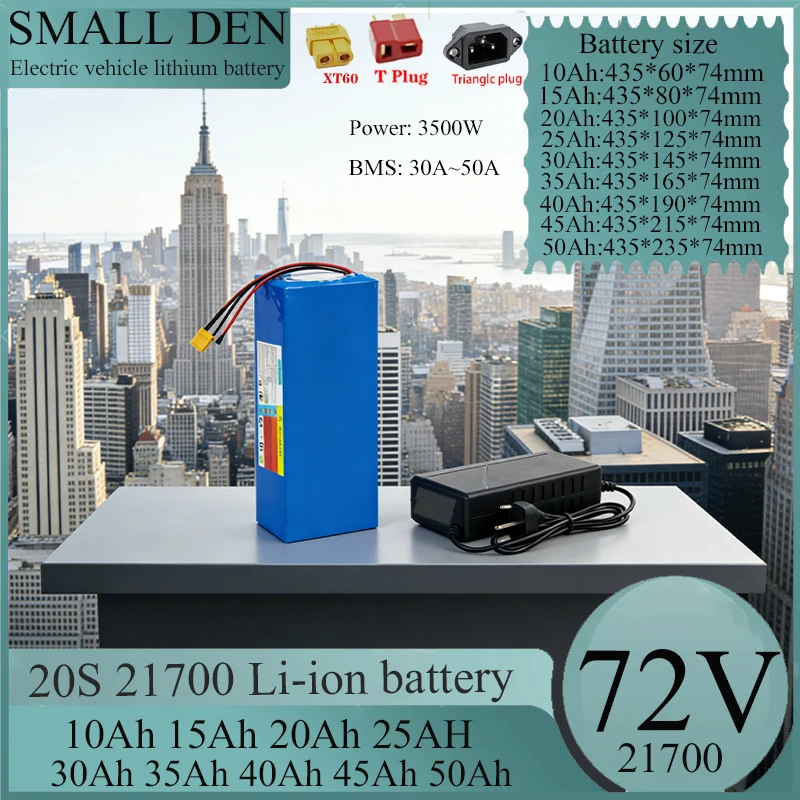 

72V 40Ah 50Ah 30Ah 20Ah 10aH 21700 lithium battery pack with built-in BMS 3500W motor high-power rechargeable battery tax exempt
