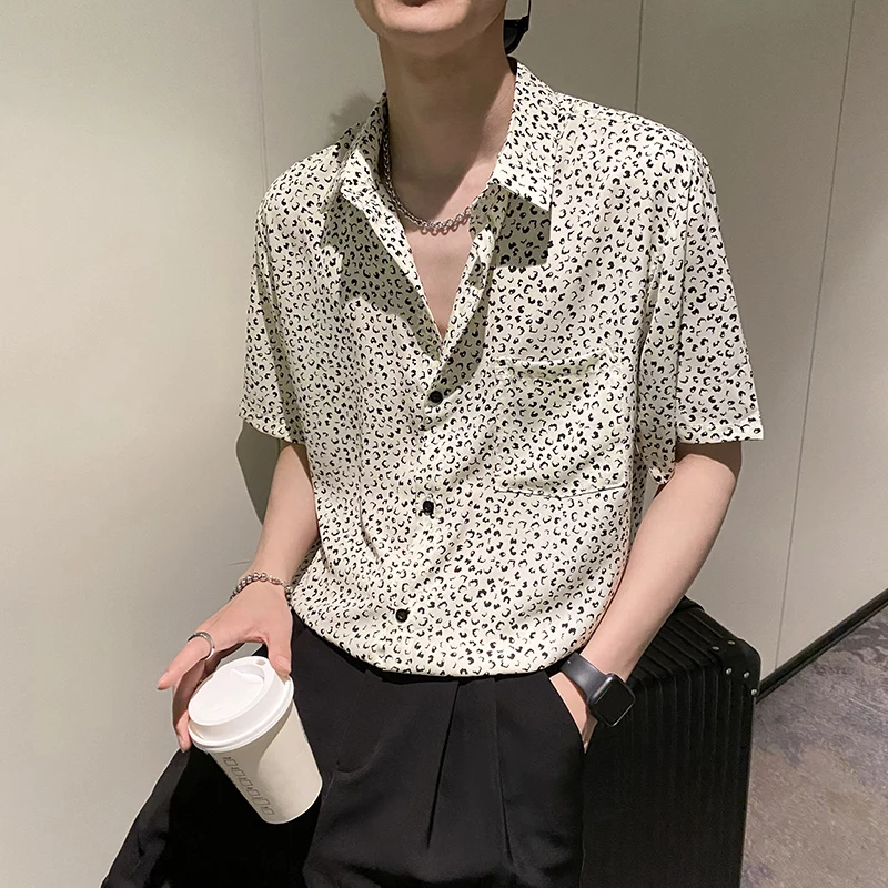 

Новинка 2023: Мужская футболка из ледяного шелка с цветочным принтом, повседневная, летняя, модная, трендовая, свободного кроя, для молодежного образа