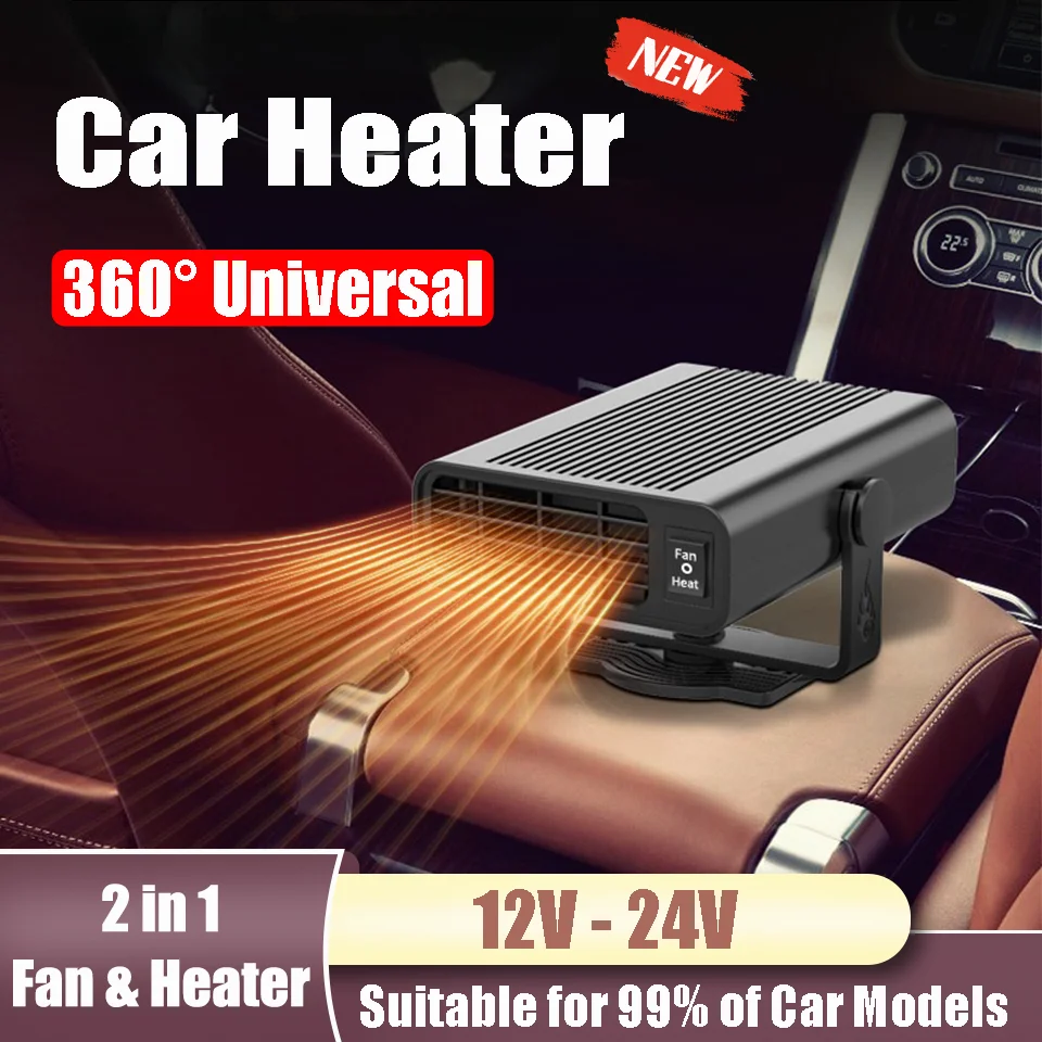 

Car Heater Portable Electric Dryer Windshield Defogger Defroster Fast Heating 12V/24V Universal Fan Heater Dual Purpose Machine