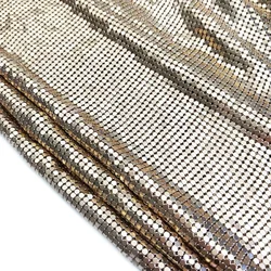 Bling Golden Chainmail Cloth Soft Shiny Aluminum Sequin Metallic Metal Mesh Fabric for Sexy Party Top Dress Curtains Home Decor