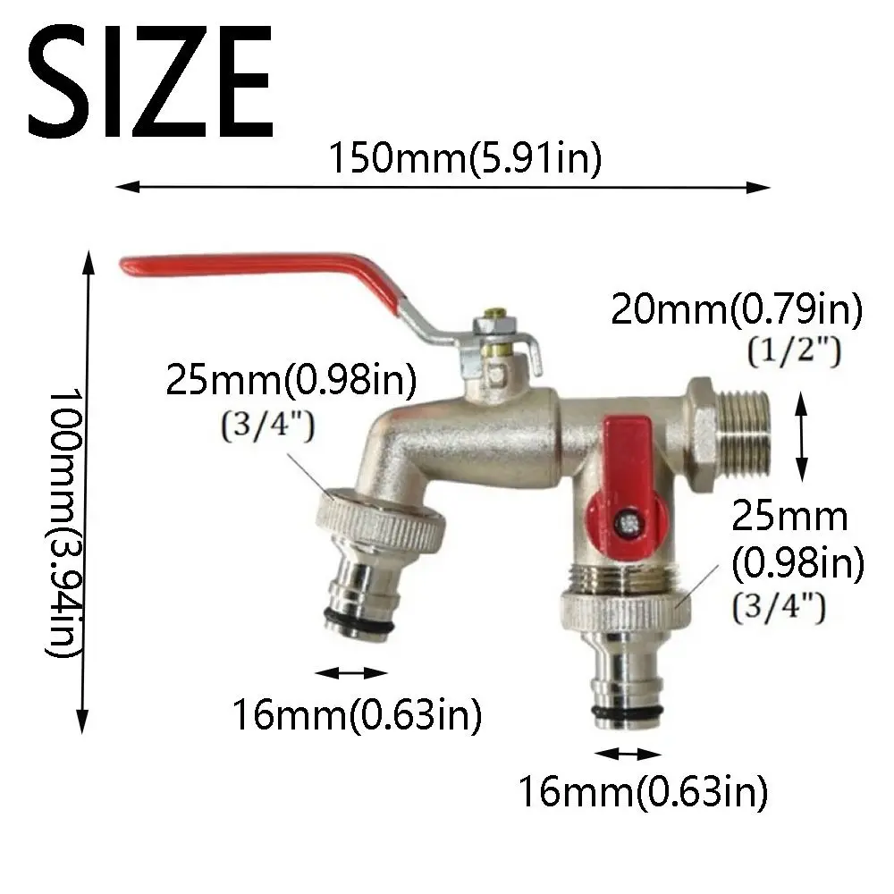 1/2 Inch Inlet Washing Machine Outlet Faucet 90 Degree Valve Dual Outlet Dual Outlet Faucet Practical Rust-Proof