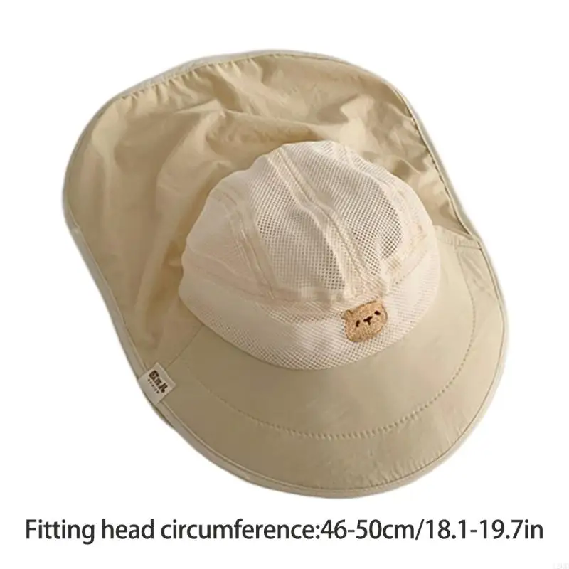 B2QD Baby Fisherman Chapeau pour extérieur chapeau seau mince avec rabat cou Soleil Panama Chapeau garçons fille Unisexe