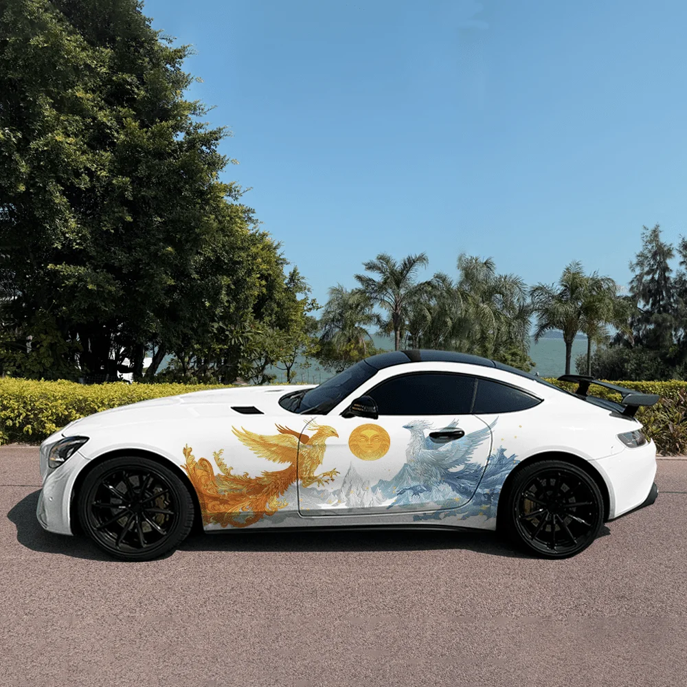 Colorful Phoenix Flying Car Vinyl Wraps Decal Self-adhesive PVC Sticker Suitable for Trucks SUV Decoration Auto Accessories Gift