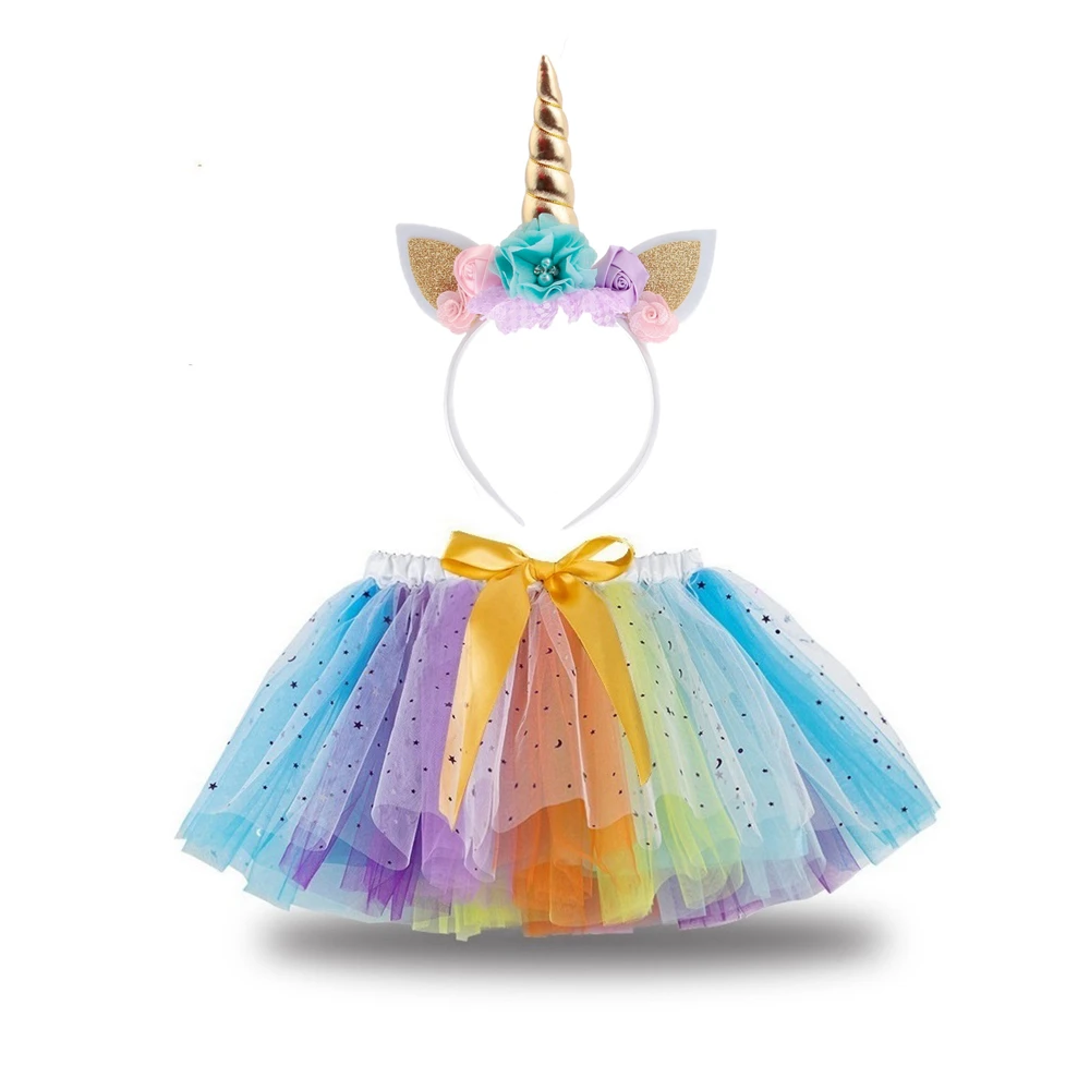 2~6 Years New Baby Girls Unicorn Tutu Dress Skirt with Hairband Kids Unicorn Party Supplies Decor Women Photo Props