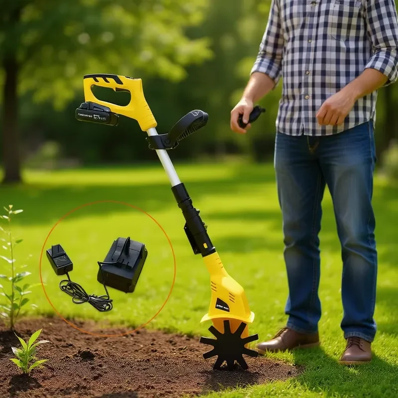 Electric Garden Tiller Cultivator 20V Cordless 3.93In Width for Lawn and Soil Cultivation