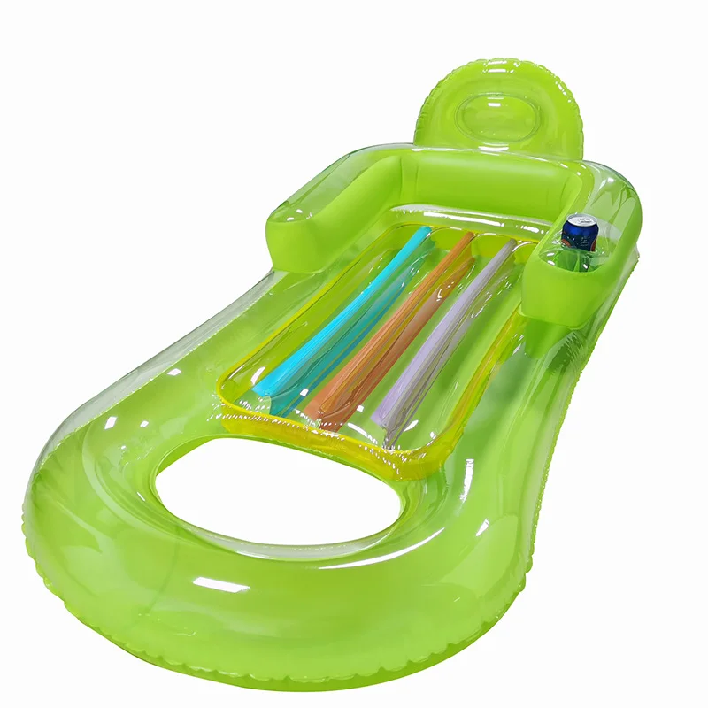 Foldable inflatable products single floating bed with armrest backrest pvc material