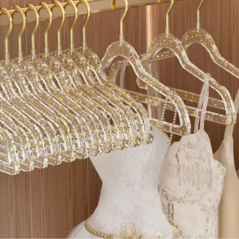 

Transparent Coat Rack Light Luxury Non-Slip Space Saving Multipurpose Hanger Gold Dust Acrylic Home Bedroom Organization Storage