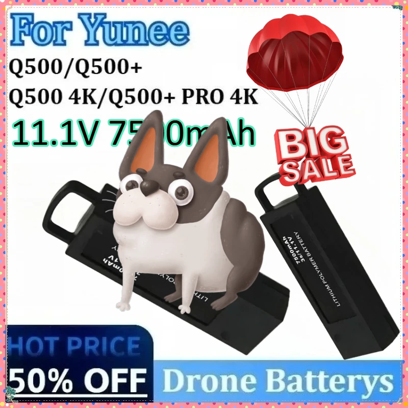 

11.1V 7500mAh for Yuneec Q500/Q500+/Q500 4K/Q500+ PRO 4K RC Rechargeable Battery for GiFi 3S Upgrade Flight Lipo Drone Battery