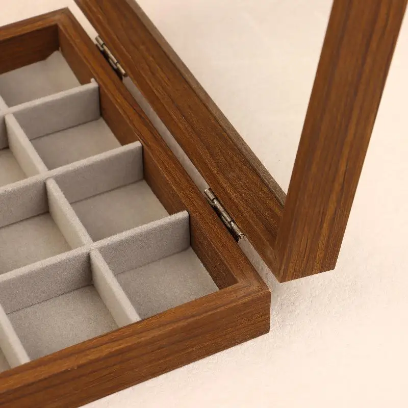 

Walnut ColorJewelry Display Box Storage Cover For Rings Nelaces Earrings High-End Small Hand Solid Wood Jewelry Box
