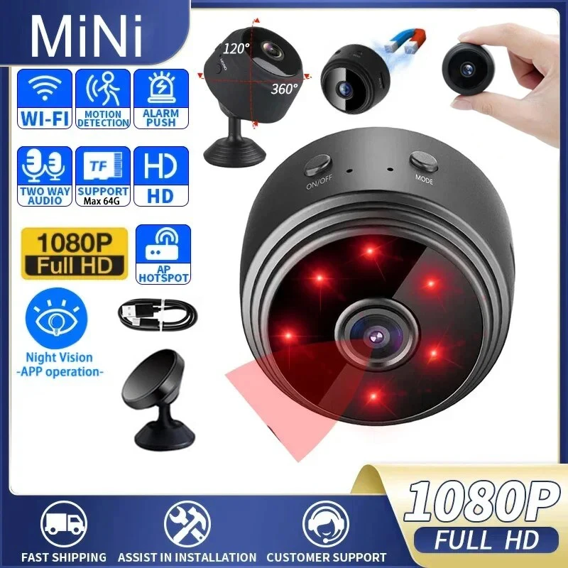 A9 Mini 1080p HD Wireless Magnetic Security Camera WiFi Wireless Monitoring Remote Monitor Security Protection Camcorders Video