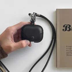 For Airpods 4 Case Leather Business Earphone Case Headphone Cover For Apple Air Pod 3 Generation 1 2 pro With Long lanyard
