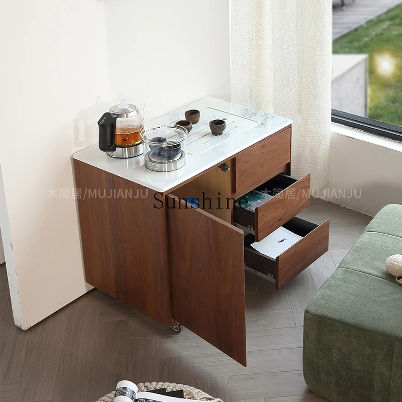 Movable microcrystalline stone household small apartment sofa side living room balcony small tea table