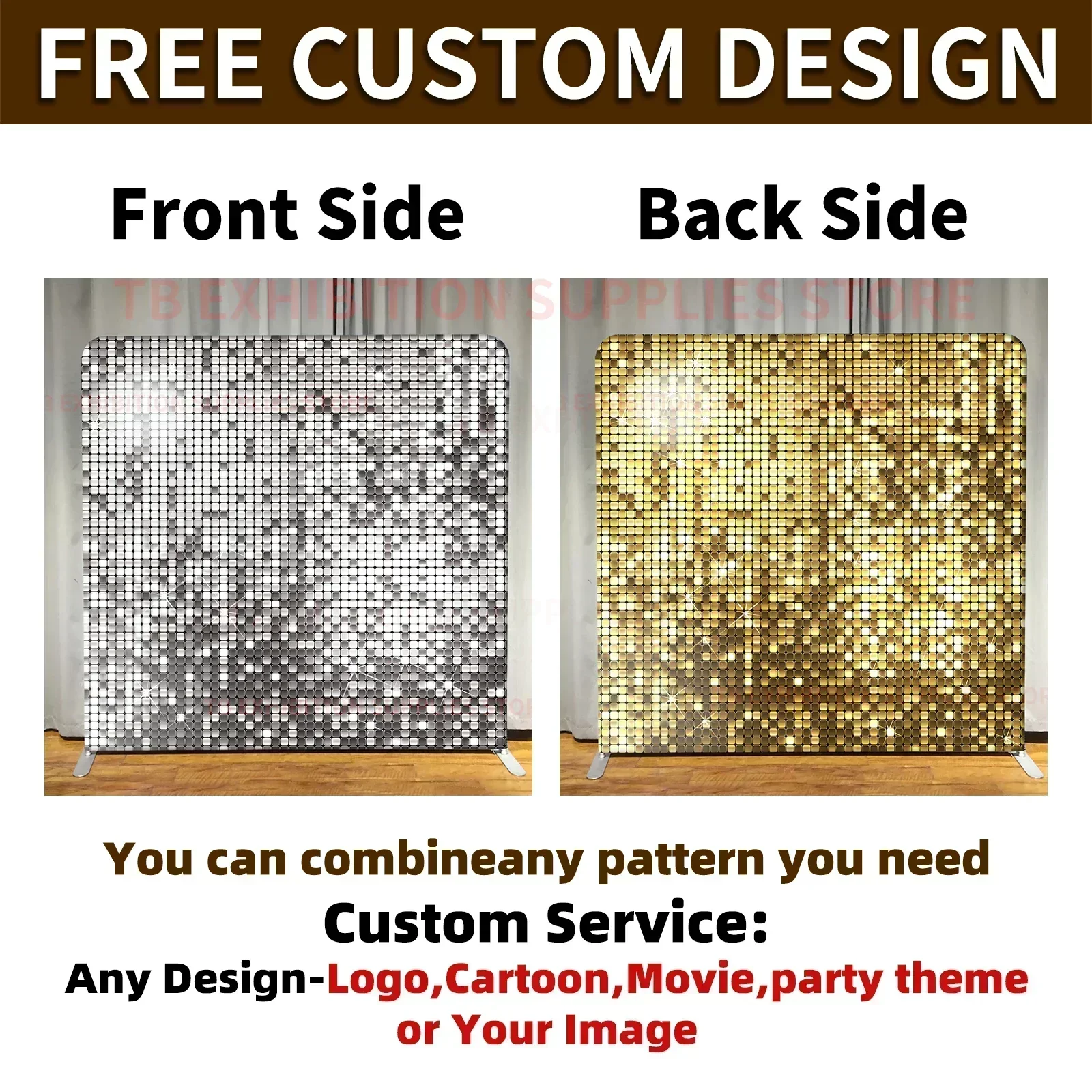 Marble Texture Photo Booth Backdrop Aluminum Frame Cover Party Event Square Photography Background Studio Props Custom Banner