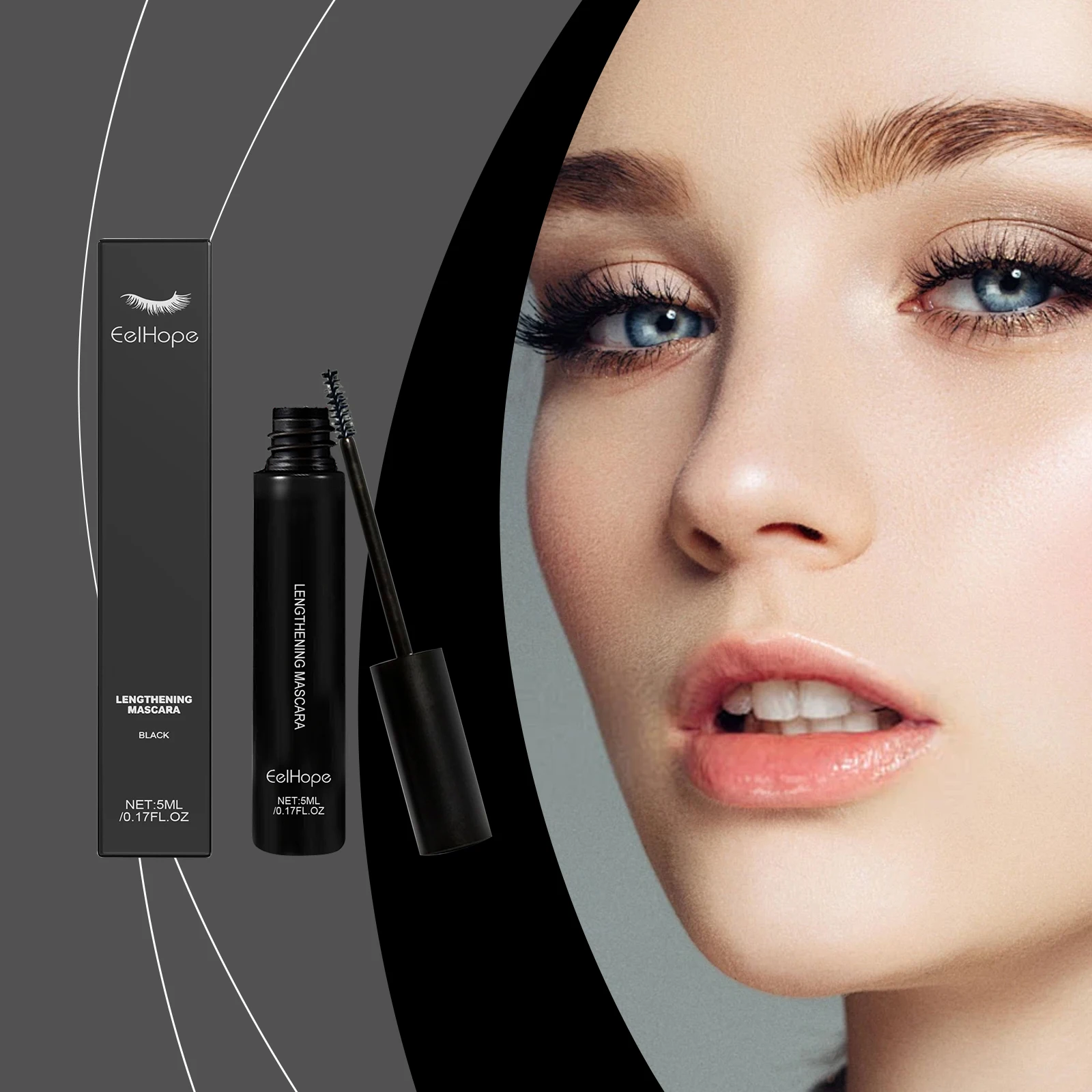 Waterdichte verlengende mascara, veegvast, langdurig voor natuurlijke of dramatische gedurfde wimpers, 5 ml zwarte oogmake-up