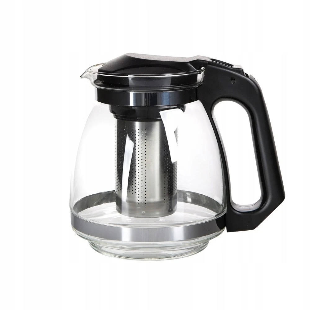 Glazen pot van 1,5 liter met metalen infuser voor thee en kruiden, 1 stuk