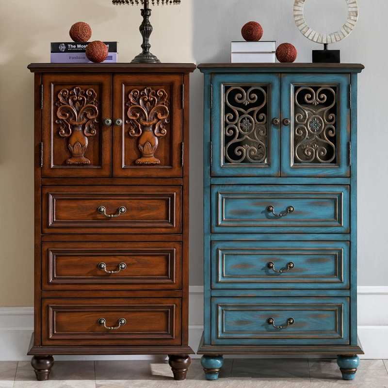 Solid Wood Chest of Drawers, American Vertical Cabinets, High Cabinets, Drawer Cabinets, Entrance Cabinets