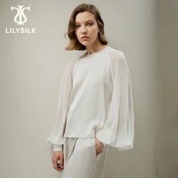 LilySilk-女性用シルクブラウス,長袖,流行のドレス,新しいコレクション,卸売,2023