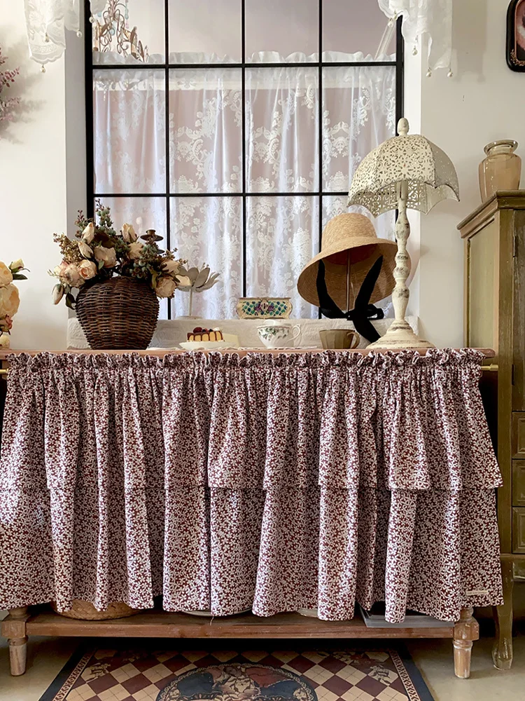 

Atmosphere Home French Retro Floral Short Curtain Cabinet Kitchen Half Curtains for Living Room Bedroom