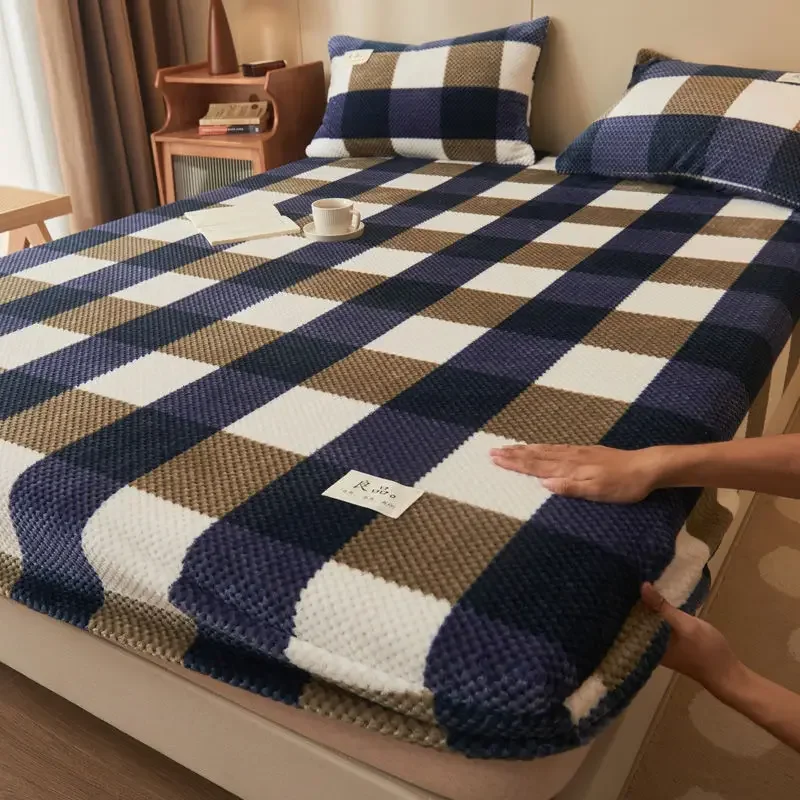 

Зимняя теплая натяжная простыня из кораллового флиса WASART, эластичный чехол на матрас, 150x200, пушистое плюшевое постельное белье, роскошное двойное постельное белье большого размера