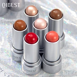 QIBEST New Highlight For Face Waterproof Soft Cream Texture Bronzer Contour Stick Face Blusher For Cheek Beauty Makeup Cosmetics