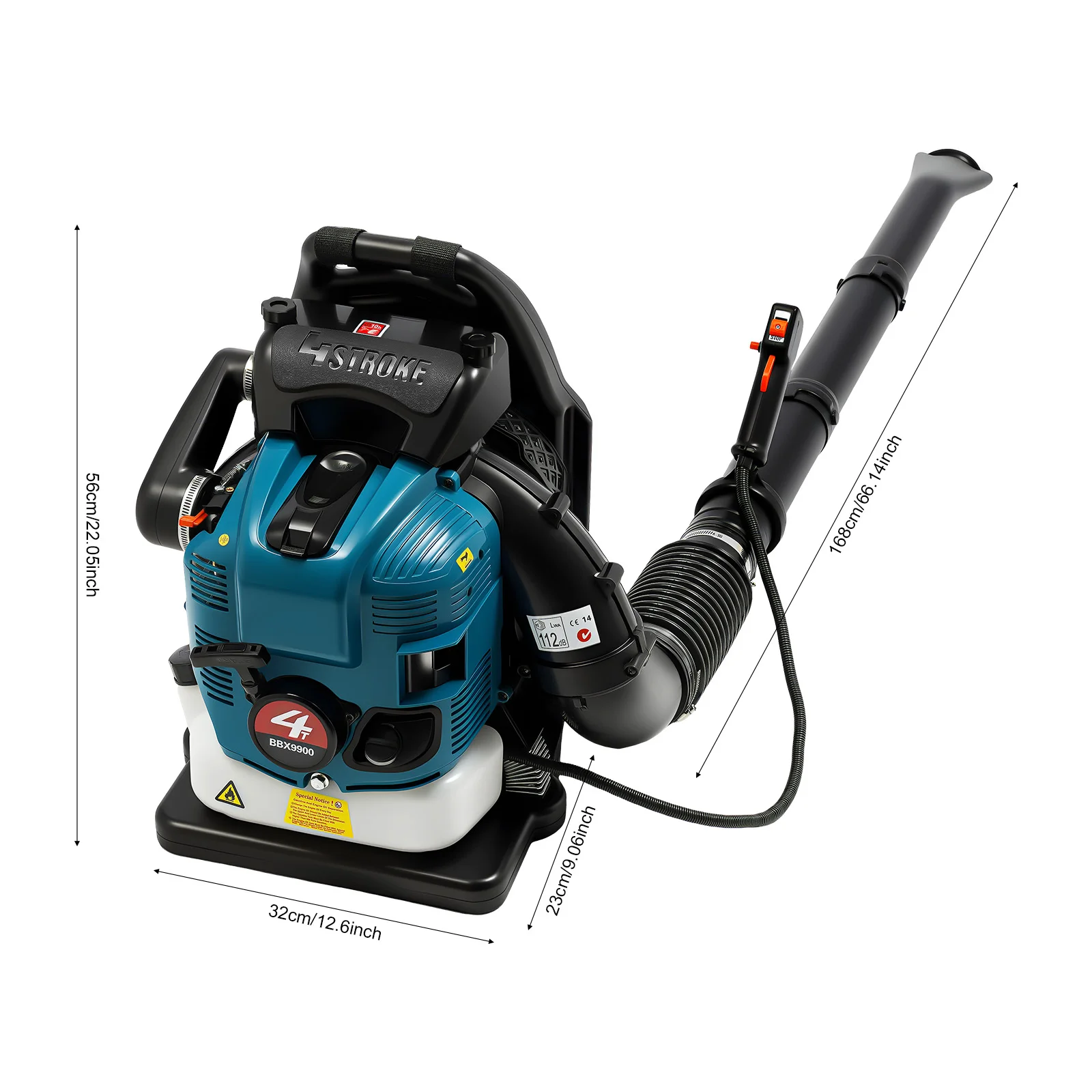 4 Stroke 75.6CC Backpack Leaf Blower, Garden Gas Powered Leaf Blower, Powerful Blowing Low Fuel Consumption, 2600W for Leaf Sweeping, Lawn Cleaning