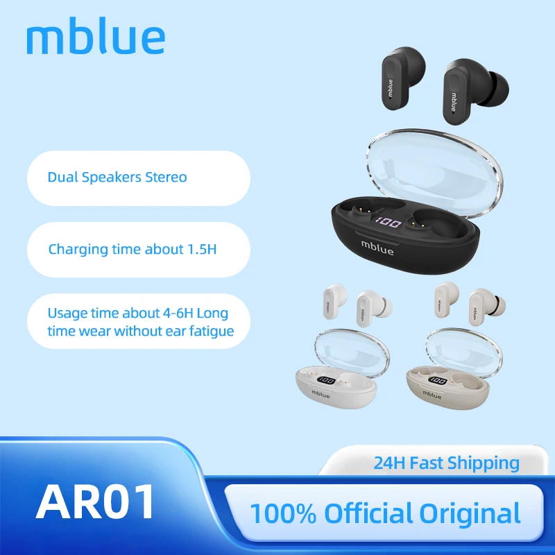 Original MEIZU mblue AR10 Wireless Earbuds HiFi Music Earphones Headphones Sports Waterproof Headset With Mic Earbuds New