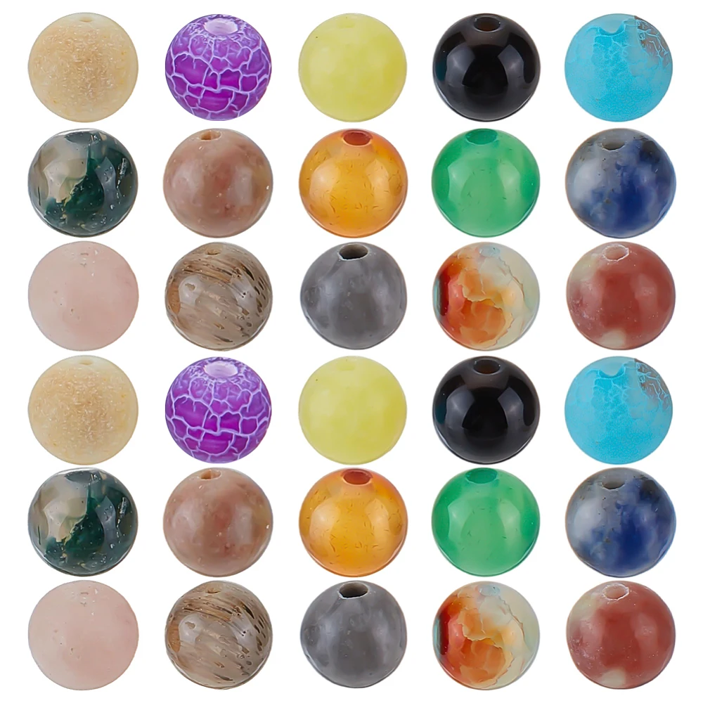 750Pcs Stone Beads 15 Style Round Loose Beads Spacer Bead for Jewelry Making Accessory Supplies Bracelet Necklaces Anklets