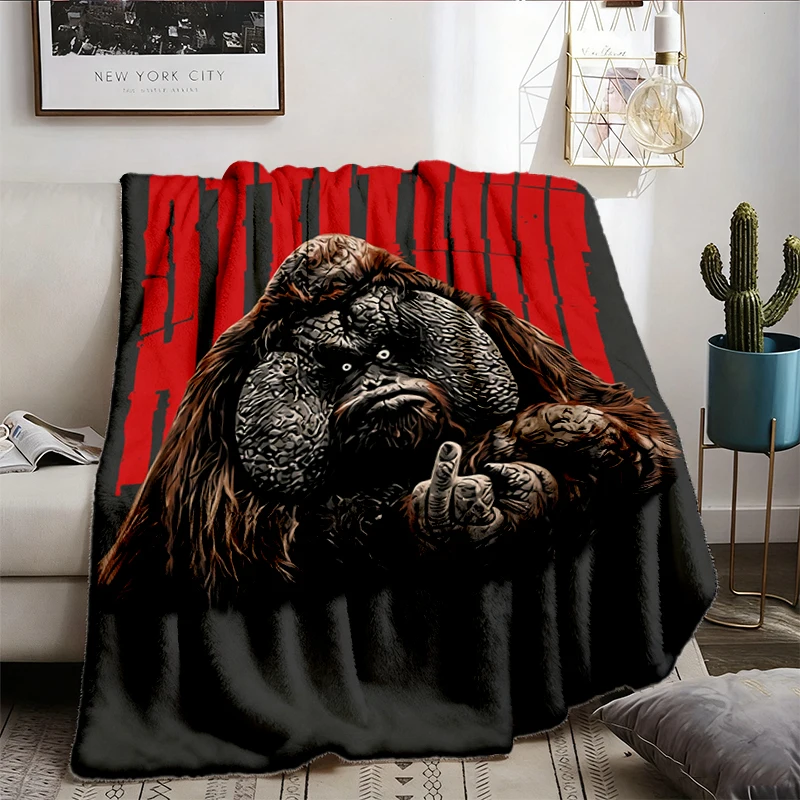 Vintage Acid Wash Orangutan T, Flannel Blanket, Funny Middle Finger Meme Flannel Throw