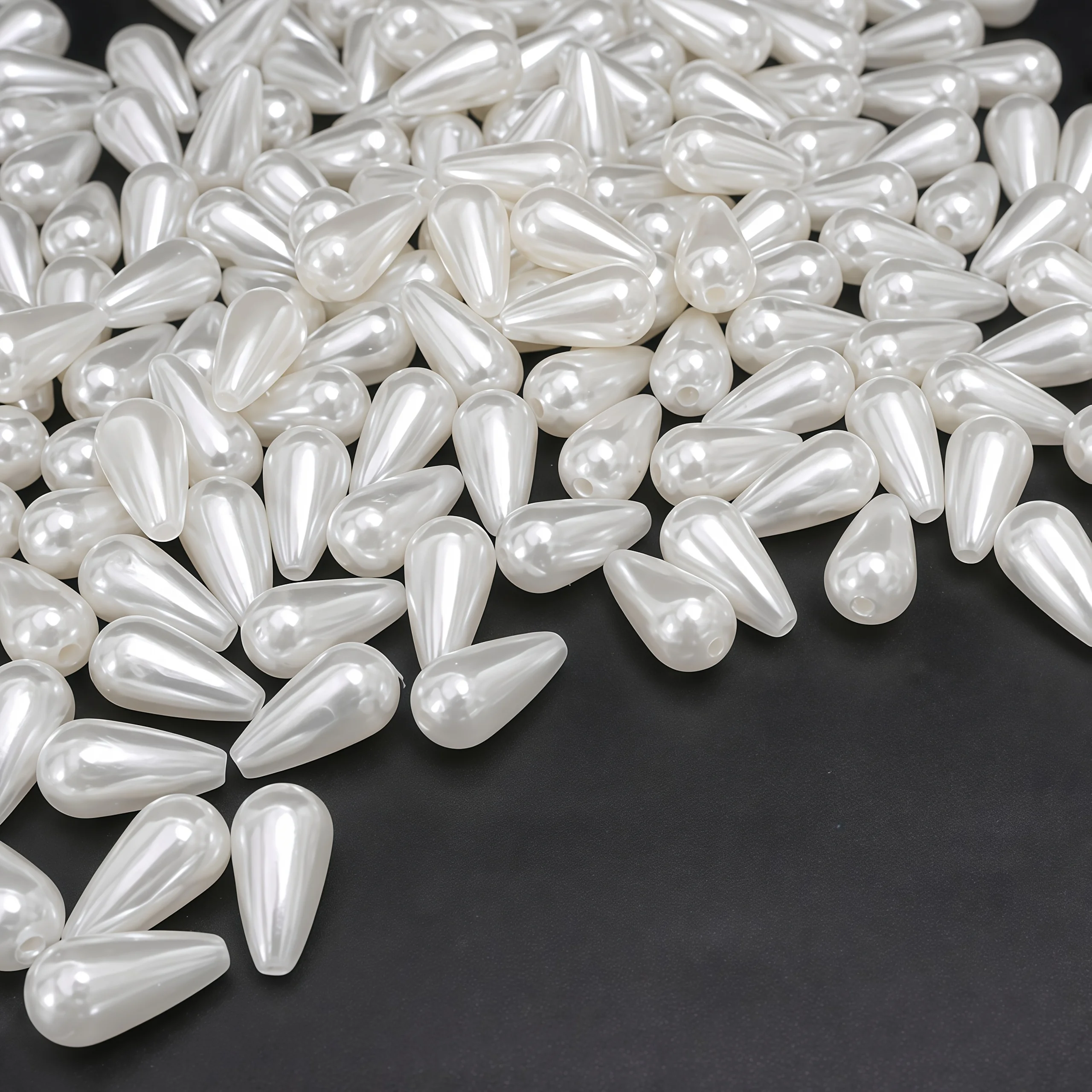 300pcs 14mm Pearl color, teardrop beads, water drop beads, acrylic beads, spacer beads, DIY handcrafted jewelry decoration beads view 3