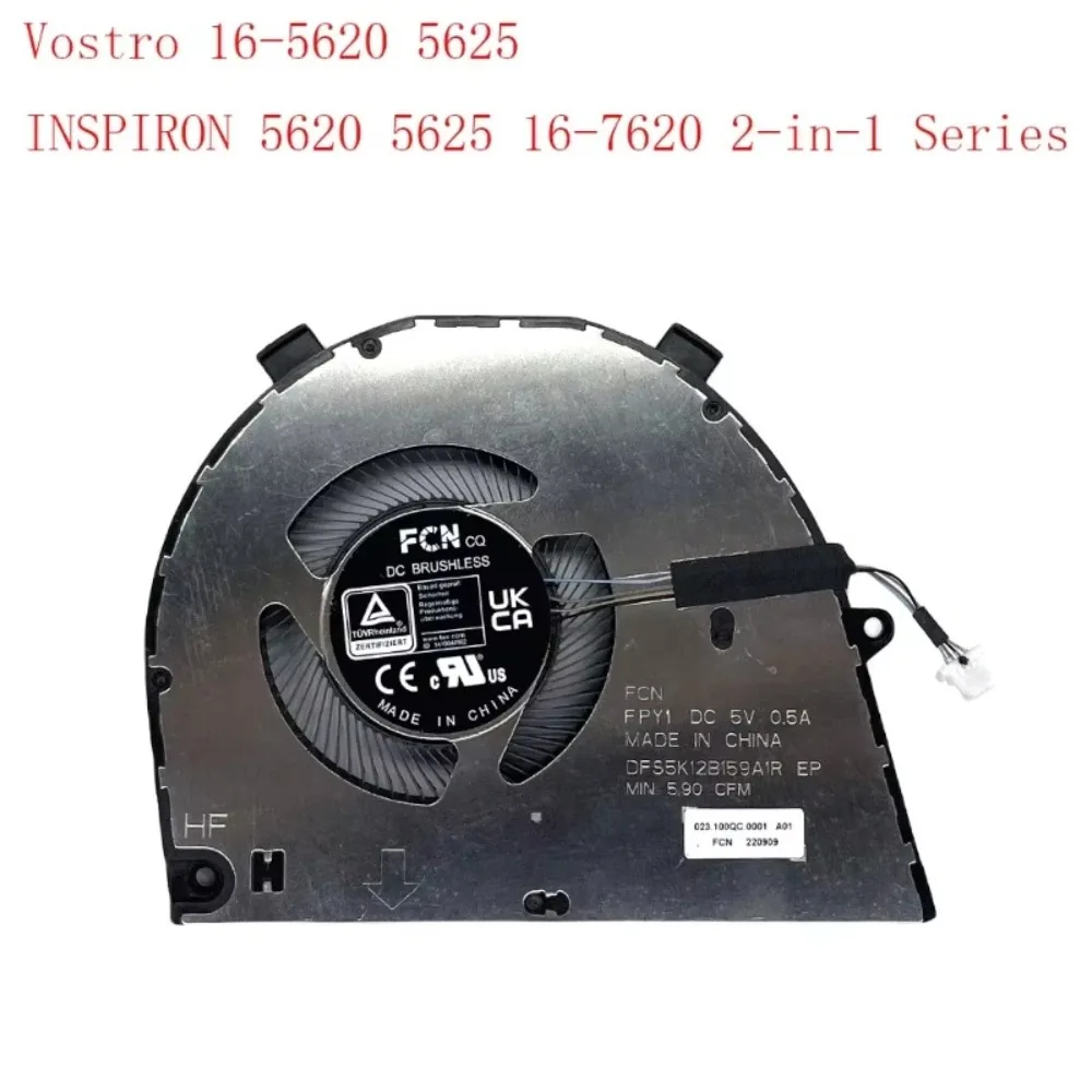 Replacement CPU Cooling Fan for DELL Vostro 16-5620 5625 INSPIRON 5620 5625 16-7620 2-in-1 Series 0T8R2T DC5V 0.5A Fan