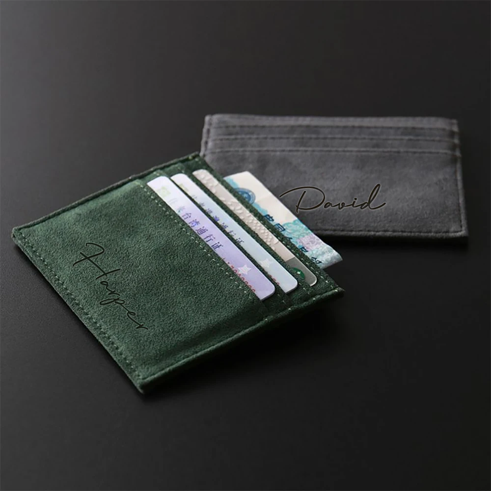 Customizable 3D Laser Engraved Name Personalized Women Men Wallet PU Faux Leather Fashion Design Simple Lightweight Card Wallet image 3