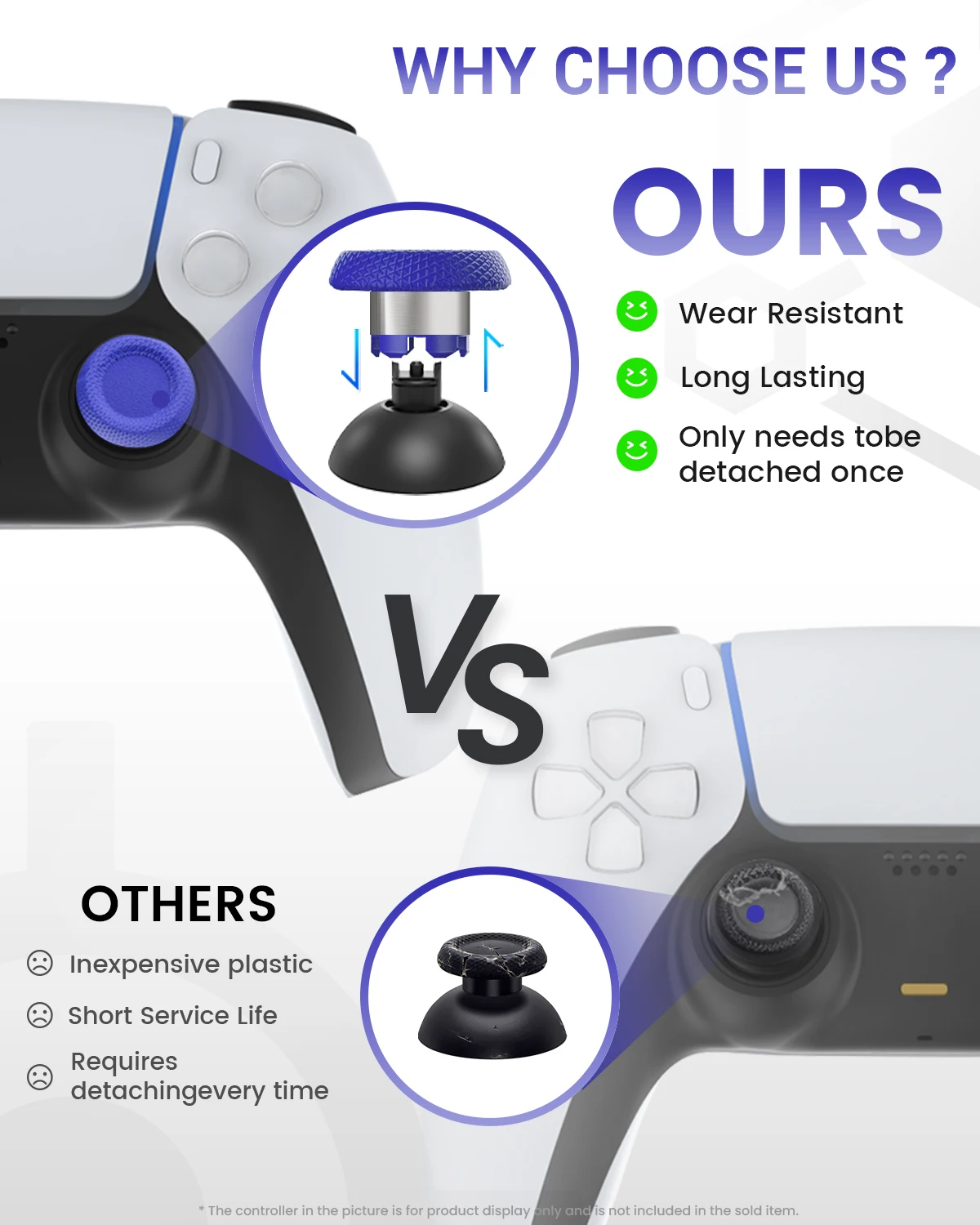 CHARM FOCUS Soft Rubber Joystick Cap for PS5/PS4/SWITCH PRO/XBOX Handle, DIY Accessories in Multiple Colors DS5 Controller PS5