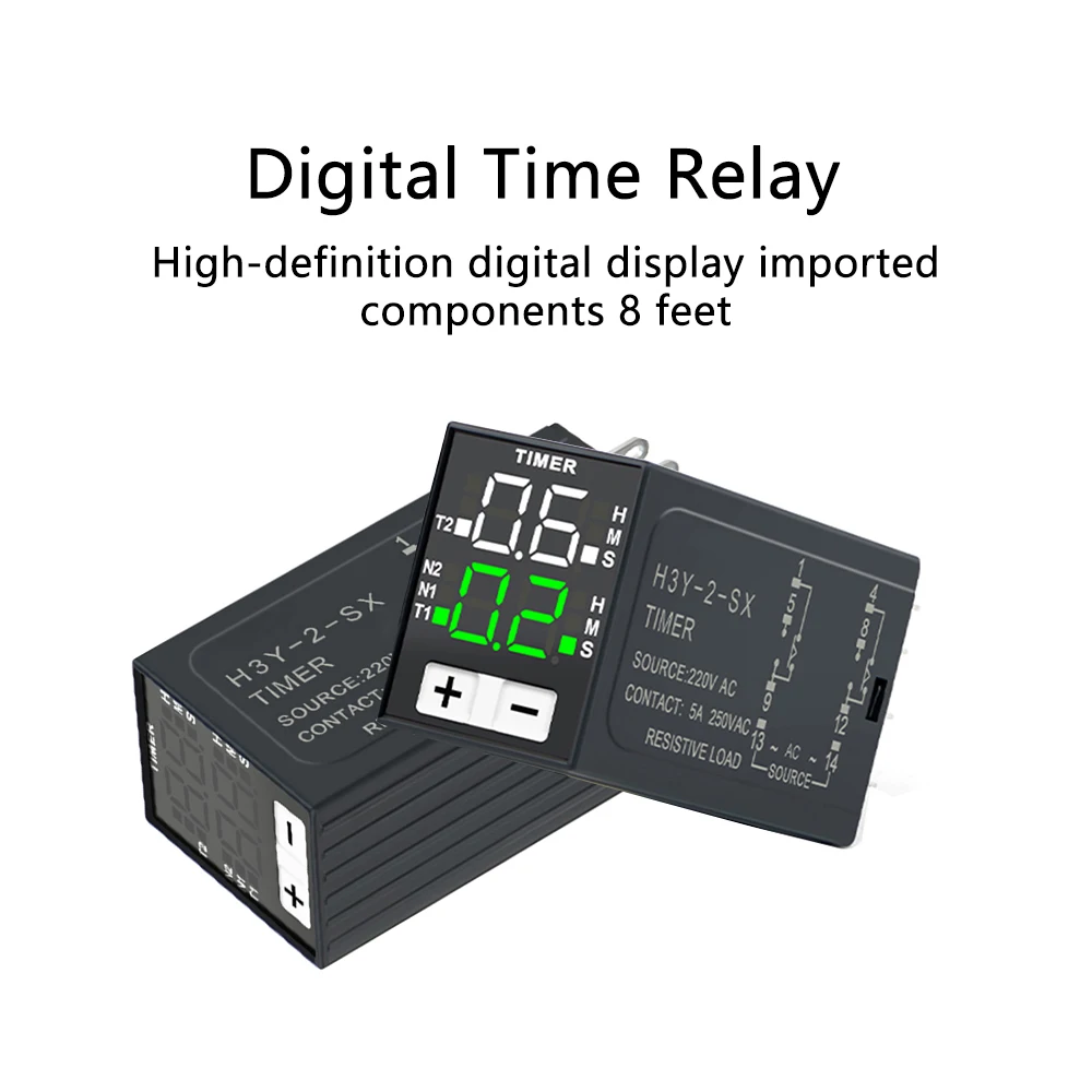 H3Y-2 LCD Display Timer Delay Relay Delay Controller Cycle Time Control Delayer with Base Power Supply DC12V 24V AC220V