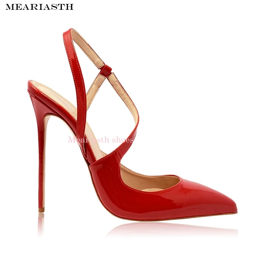 

Women's Sexy red yellow High Heel Slingback Pumps Stiletto 12cm Slip on Pointed Toe Evening Party Dress Shoes big size 35-44