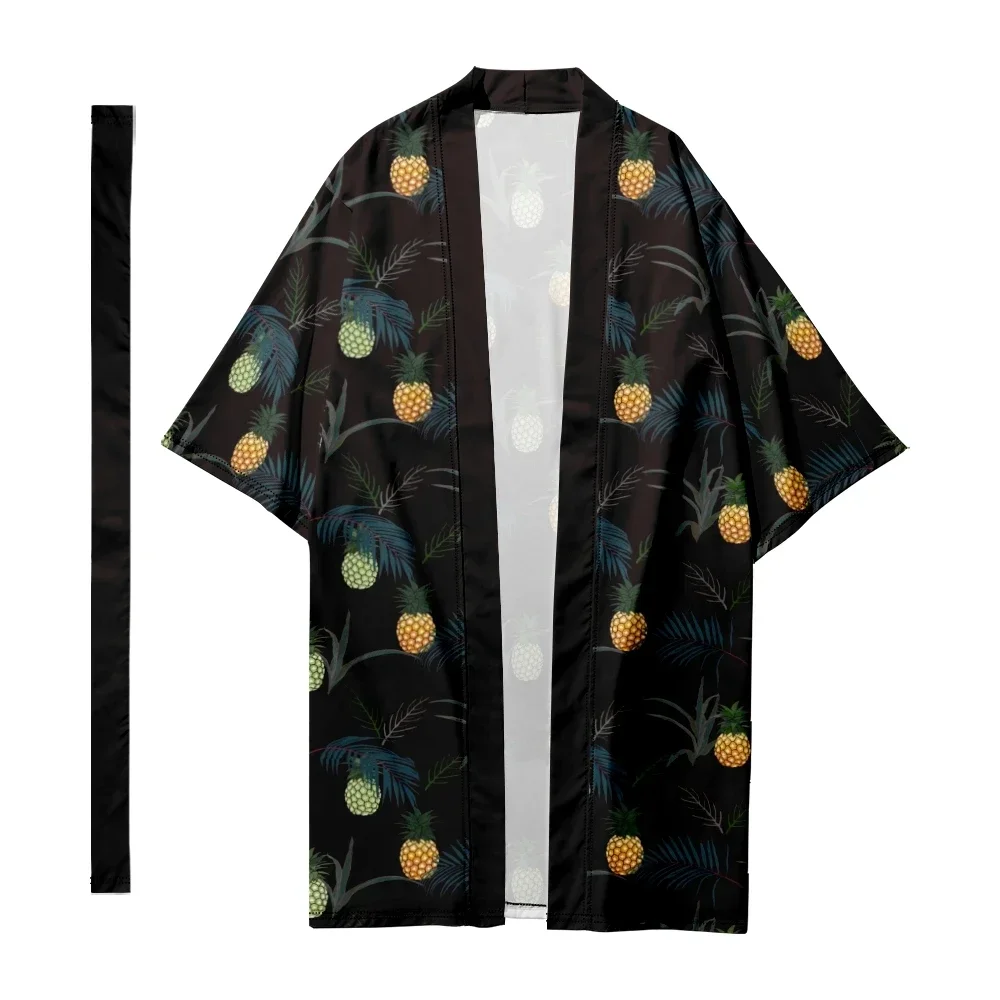 Men's Japanese Traditional Hawaiian Style Long Kimono Women Cardigan Samurai Bathrobes Kimono Shirt Fashion Yukata Jacket