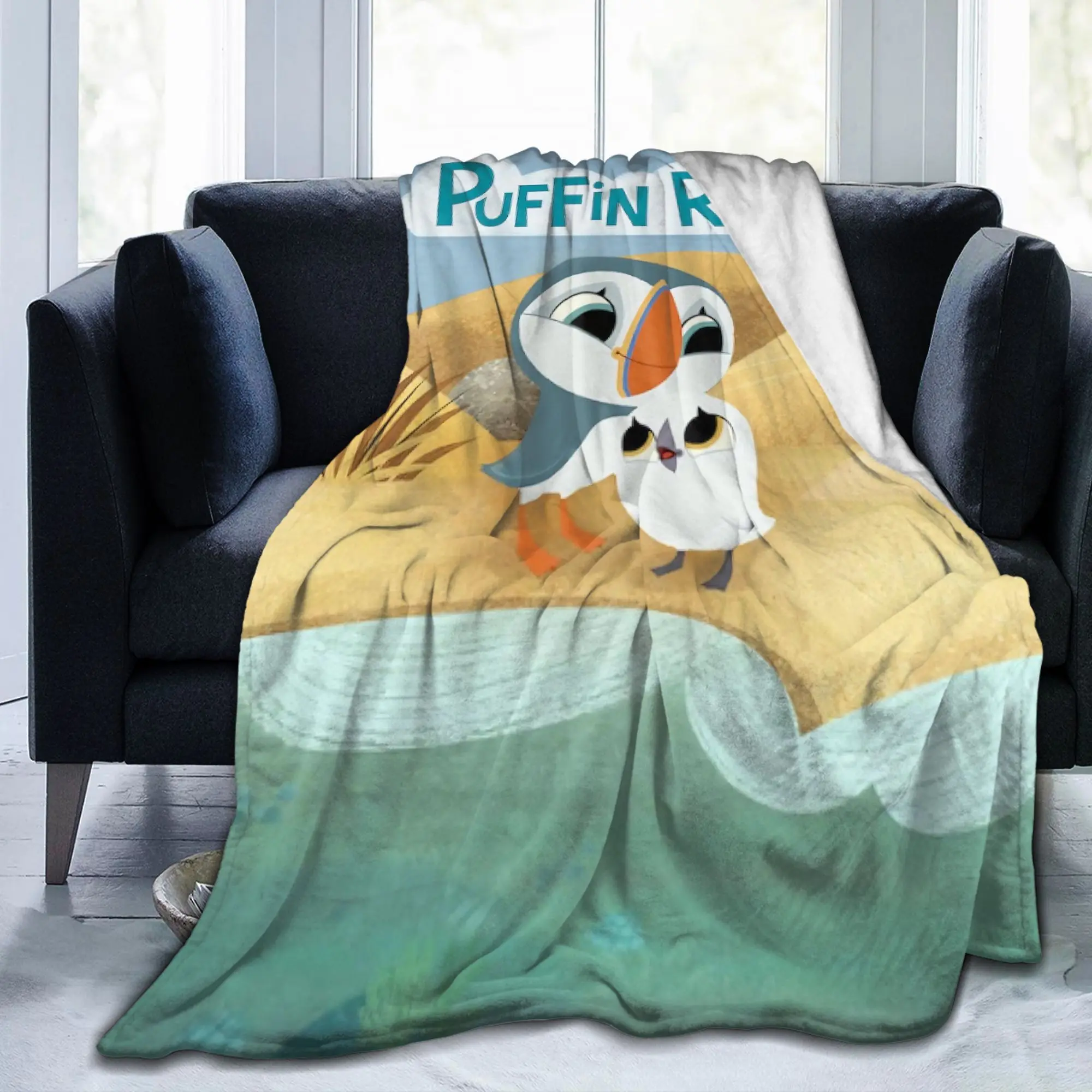 Puffin Rock Oona Baba Blanket Flannel Decoration Cartoon TV Watercolor Multi-function Super Soft Throw Blankets for Office
