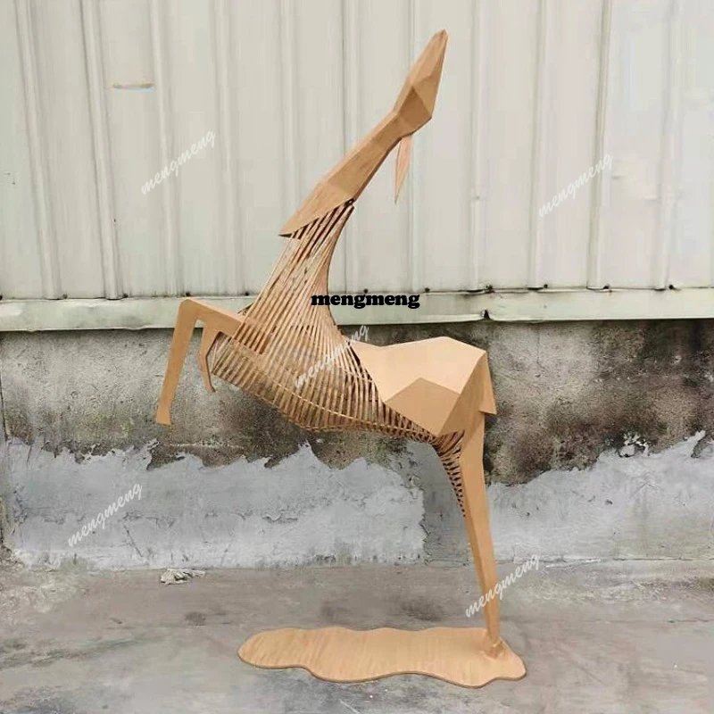 

Customized abstract hollow deer sculpture abstract hotel lobby soft decoration floor ornament