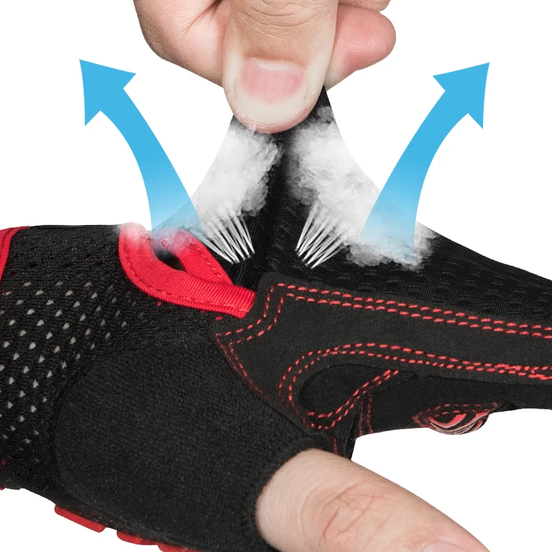 MOREOK Summer Sport Cycling Gloves,5MM Gel Pads Half Finger MTB Bicycle Gloves Shockproof Anti-slip Bike Gloves for Men Women