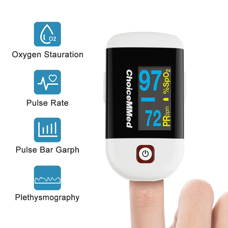 ChoiceMMed Portable Finger Pulse Oximeter Blood Oxygen Saturation Meter SpO2 Heart Rate Monitor OLED digital Oximetro MD300C22