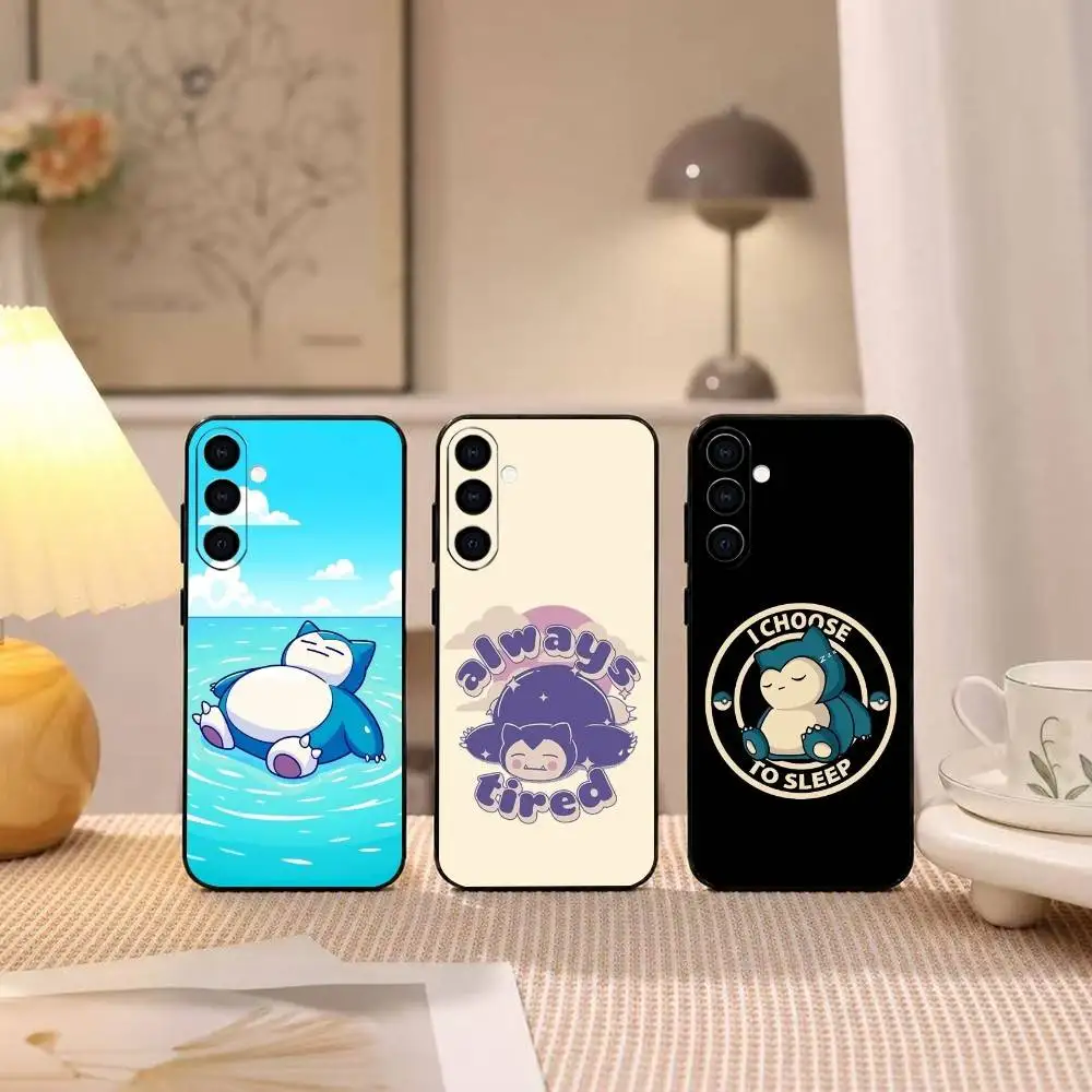 Funda de teléfono Pokemons Snorlaxs-s, de silicona suave, color negro, para Samsung Galaxy A73,A72,A71,A70,A53,A52,A51