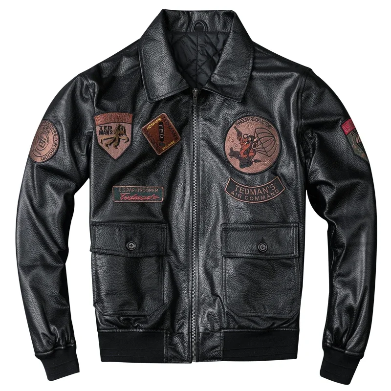 Plus Size 5XL Men's Biker G1 Air Force Pilot Jacket Genuine Leather Sheepskin Thicken Warm Vintage Classic Coat Plus Size 5XL Men's Biker G1 Air Force Pilot Jacket Genuine Leather Sheepskin Thicken Warm Vintage Classic Coat